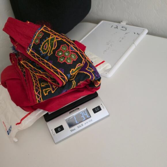 Handcrafted Red Gypsy Kutchi Hand Embroidered Mirrow Imag Ethnic Maxi Skirt XL - Picture 11 of 13